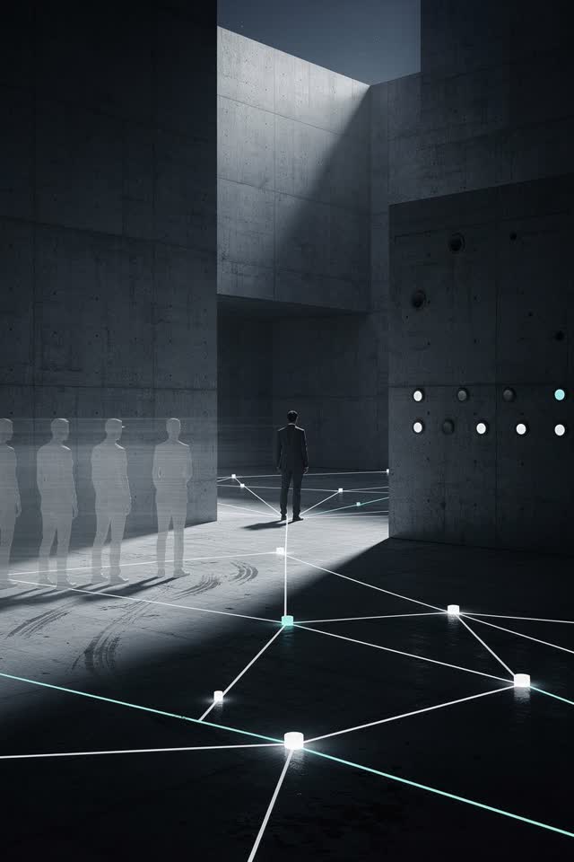 A symbolic cinematic scene shaped by confirm, contexts, continuity, with visual cues of signal map, preserved traces, si