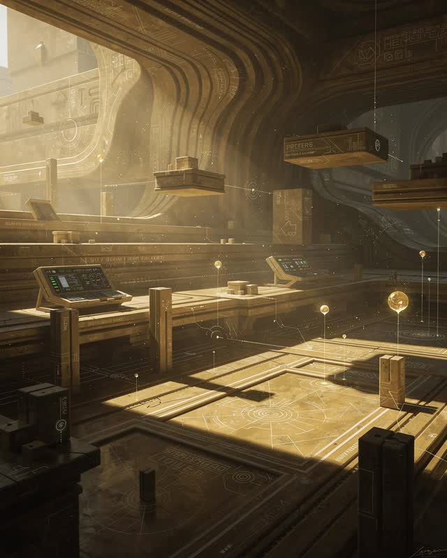 An atmospheric interior landscape shaped by prefers, primary, quick, with visual cues of silent dashboard, control room,