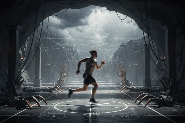 A surreal but emotionally coherent tableau shaped by openclaw, running, heartbeat, with visual cues of after-action calm