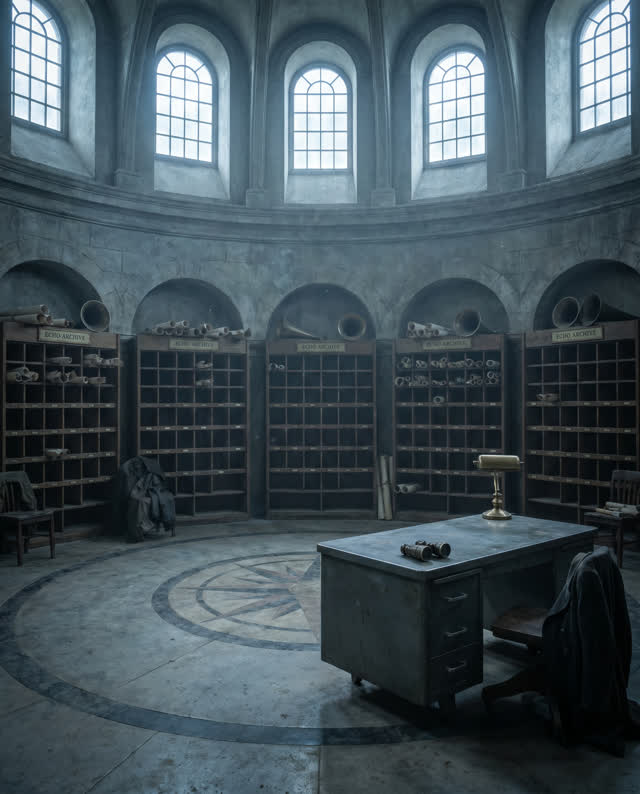 An atmospheric interior landscape shaped by remaining, repeated, request, with visual cues of watch floor, after-action
