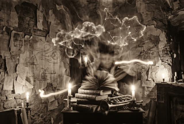 An atmospheric interior landscape shaped by historical, preflight, process, with visual cues of network weather, palimps