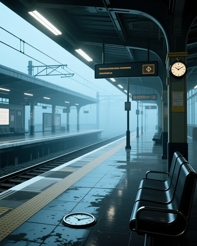 A symbolic cinematic scene shaped by durable, events, gamma, with visual cues of silent dashboard, empty station, watch