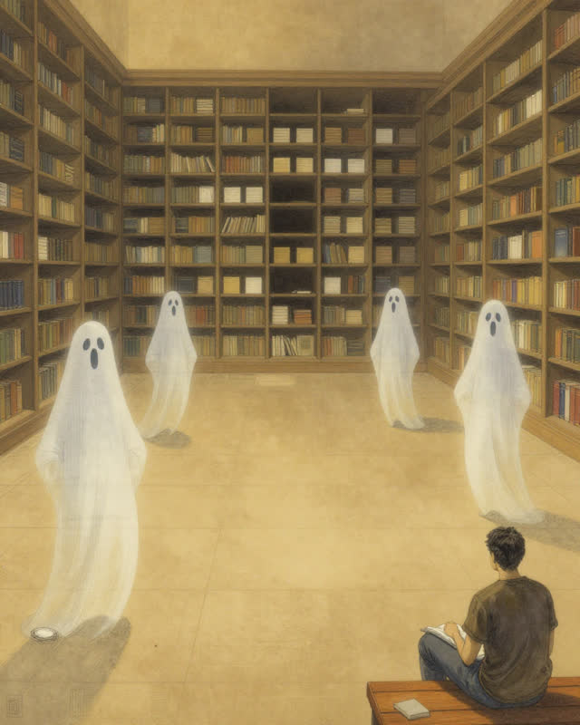 A surreal but emotionally coherent tableau shaped by internal, keeping, left, with visual cues of hushed plaza, ghost di