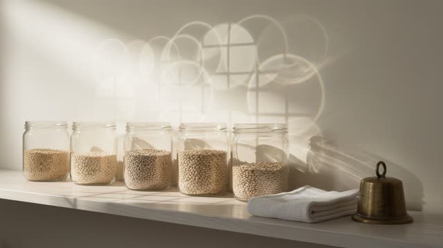 A seed archive humidity shelf after inspection, empty of people, with no readable labels, plastic sheeting, mystical fog
