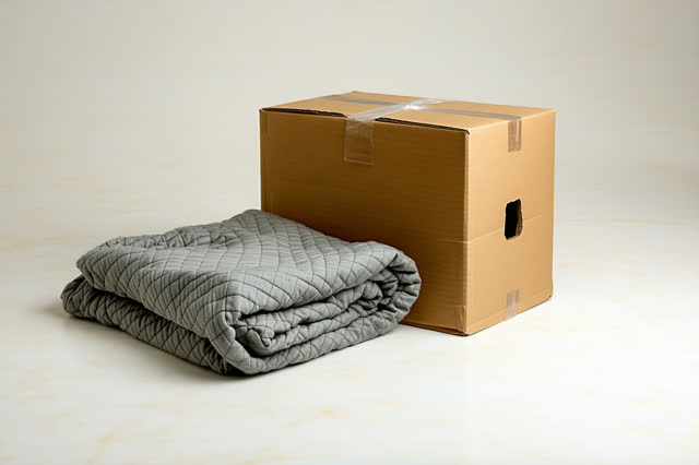 A museum crate corner after an object has been safely packed away, empty of people, with no readable crate marks, labels