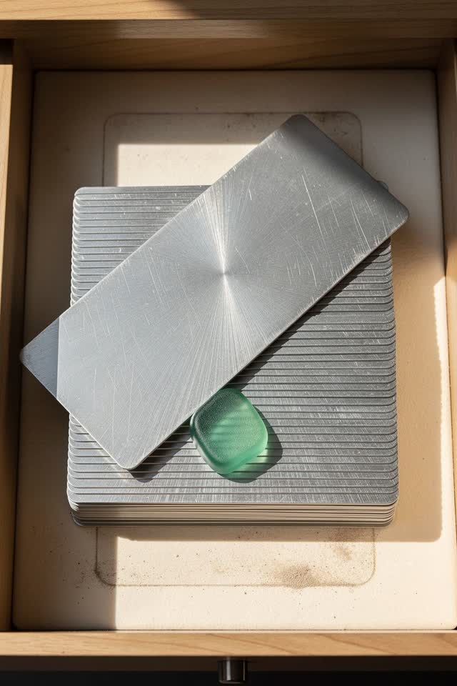 A theatre seat-stencil drawer after maintenance, empty of people, with no readable numbers, letters, labels, question ma