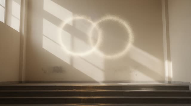 A municipal clock service landing with blank walls and no visible clock face, empty of people, with no readable numbers,