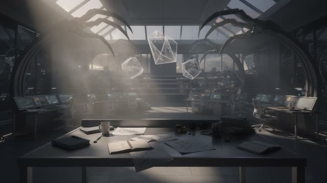 An atmospheric interior landscape shaped by cryptoclaw, cryptoclaw-dashboard, depth, with visual cues of after-action ca