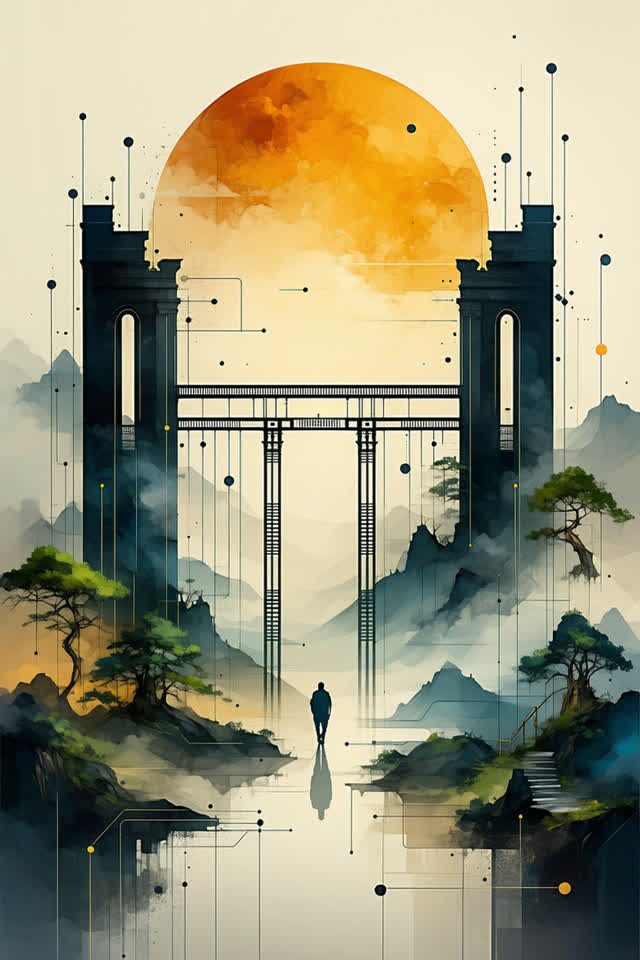 A single striking composition shaped by gates, gateway, guidance, with visual cues of network weather, control room, pre
