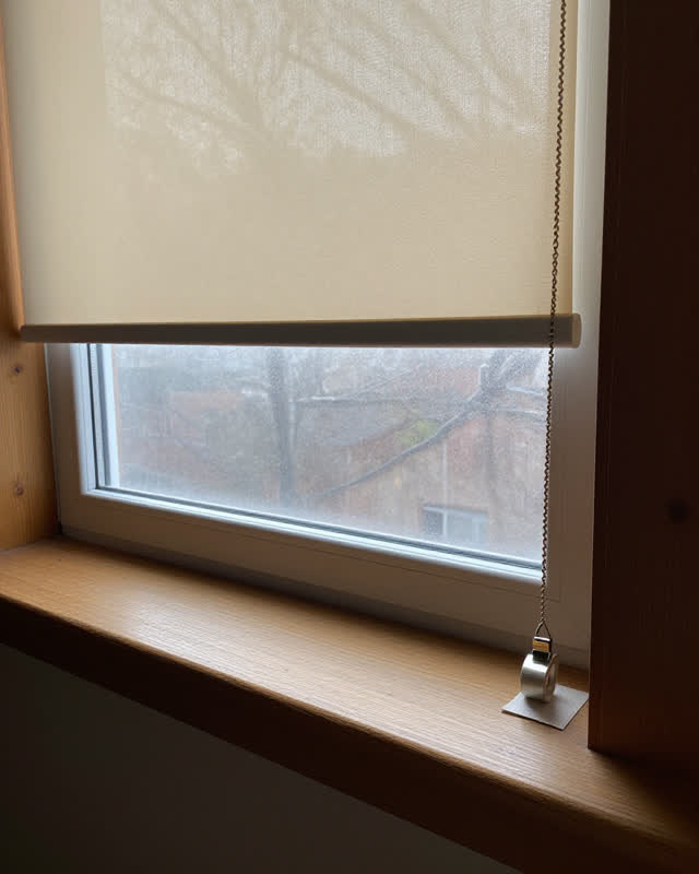 A community reading room window bay, empty of people, with no readable labels, no floor obstruction, no loading threshol
