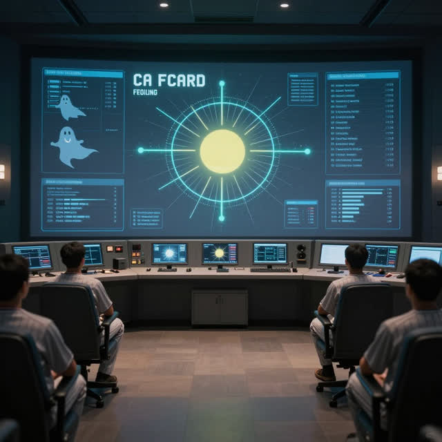 A symbolic cinematic scene shaped by baseball, callsign, cold-archive, with visual cues of control room, ghost diagrams,