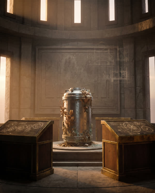 A single striking composition shaped by canned, canonical, canonical-truth, with visual cues of preserved traces, silent