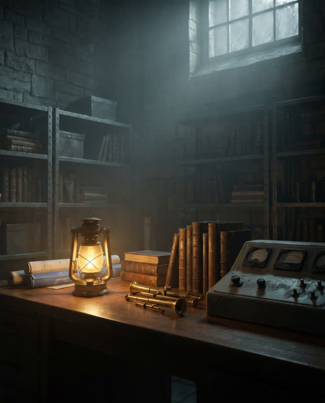 A symbolic cinematic scene shaped by maintenance, class, cleaned, with visual cues of late lamp glow, echo archive, sile