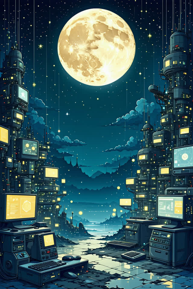 A single striking composition shaped by cleanup, clearly, clone, with visual cues of night office, switchboard glow, tel
