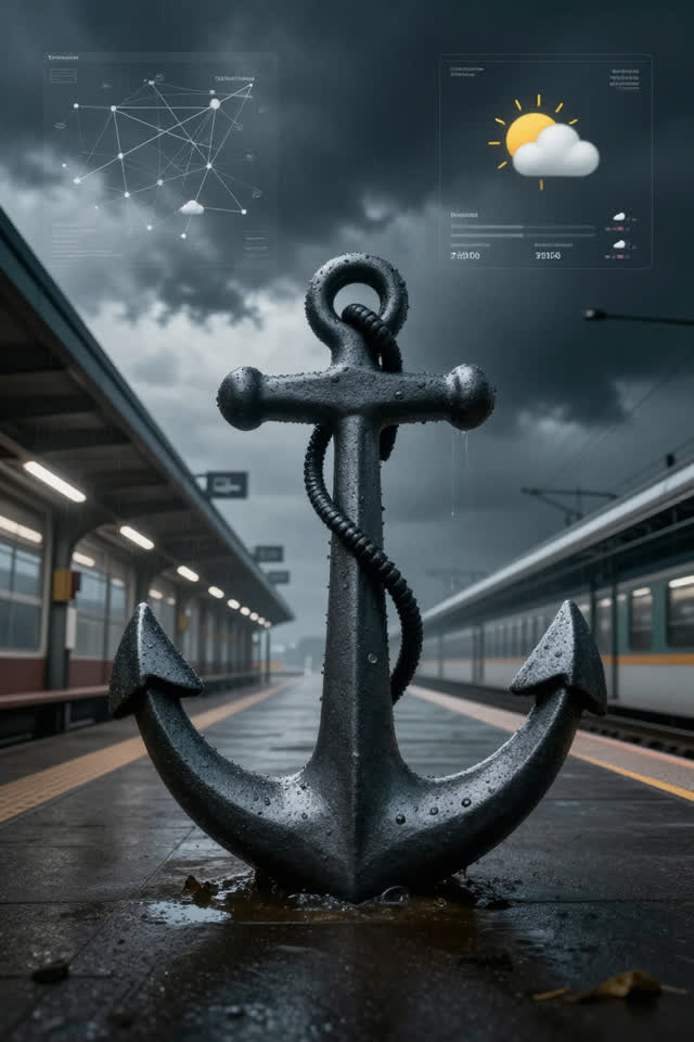 A single striking composition shaped by against, alert, anchors, with visual cues of signal map, empty station, network