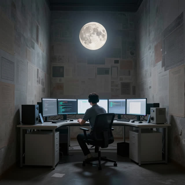 A single striking composition shaped by live, current, workspace, with visual cues of palimpsest walls, preserved traces