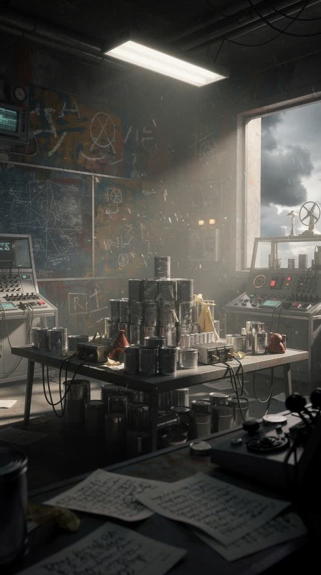 A surreal but emotionally coherent tableau shaped by canned, canonical, canonical-truth, with visual cues of control roo