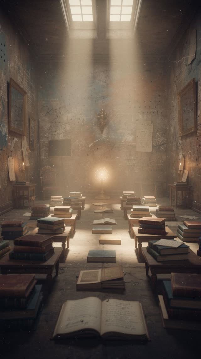 An atmospheric interior landscape shaped by bravo, memory, todo, with visual cues of palimpsest walls, preserved traces,