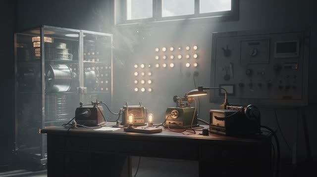 A surreal but emotionally coherent tableau shaped by telegram, wake-trigger, yiptrading, with visual cues of switchboard