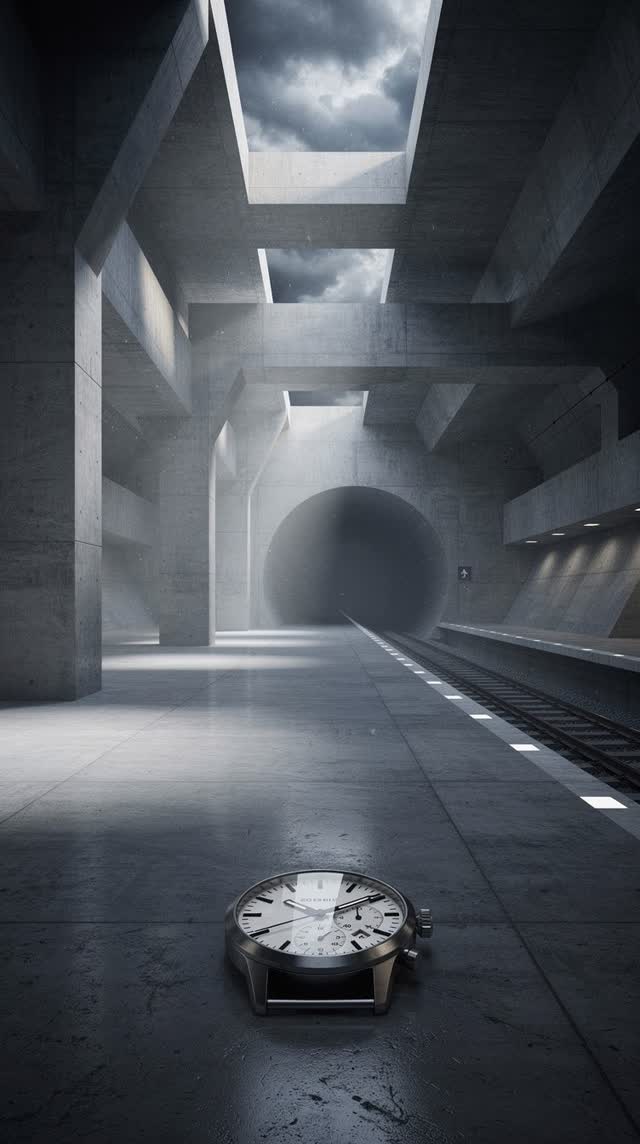 A symbolic cinematic scene shaped by contexts, continue, continuity, with visual cues of watch floor, empty station, ech