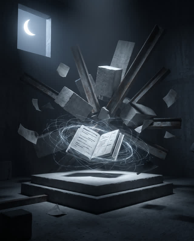 A single striking composition shaped by keeping, ledgers, legacy, with visual cues of network weather, night office, pre