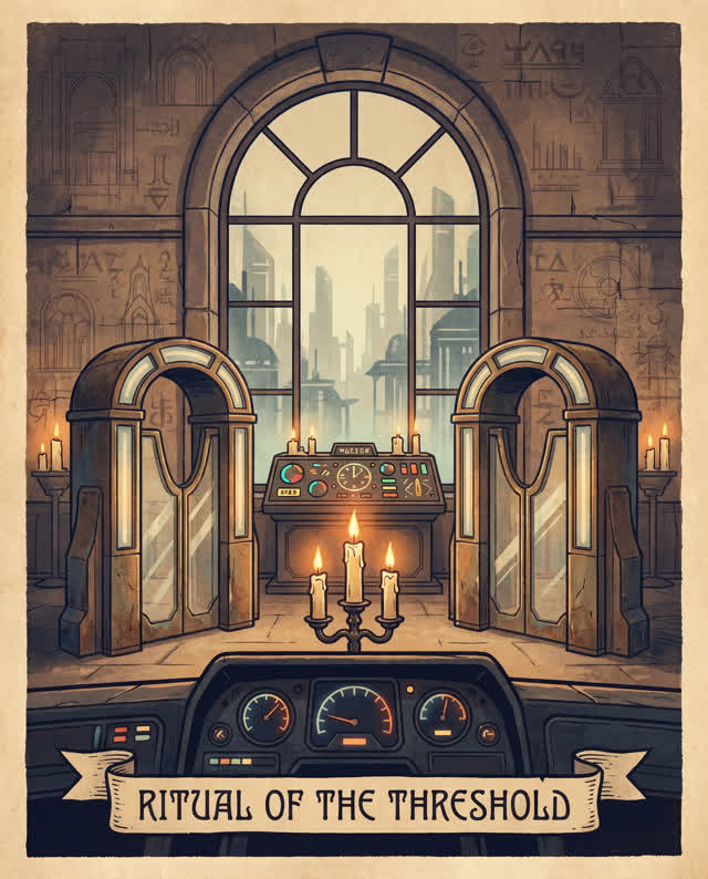 An atmospheric interior landscape shaped by window, checkpoint, checkpoints, with visual cues of palimpsest walls, switc