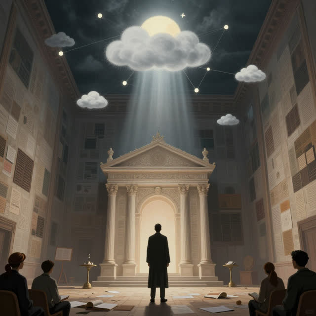 A symbolic cinematic scene shaped by marketmaker, state, already, with visual cues of palimpsest walls, network weather,