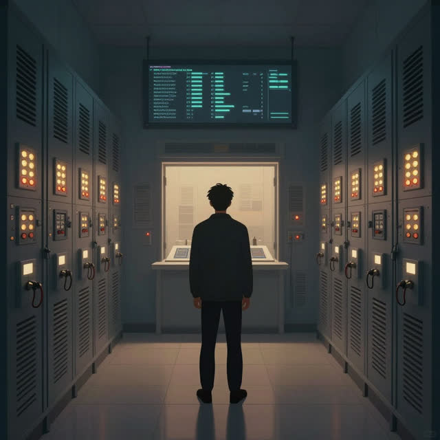 A single striking composition shaped by agents, architecture, asks, with visual cues of switchboard glow, echo archive,