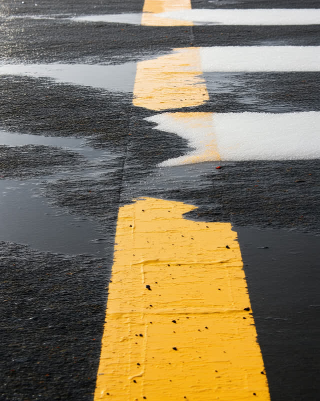 A restrained challenge image in extreme close-up: a thin salt-water line creeps across a freshly painted ground edge bef