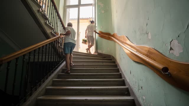 I dream of an old apartment stairwell that has learned where people need support. From a long band of contact-polished p