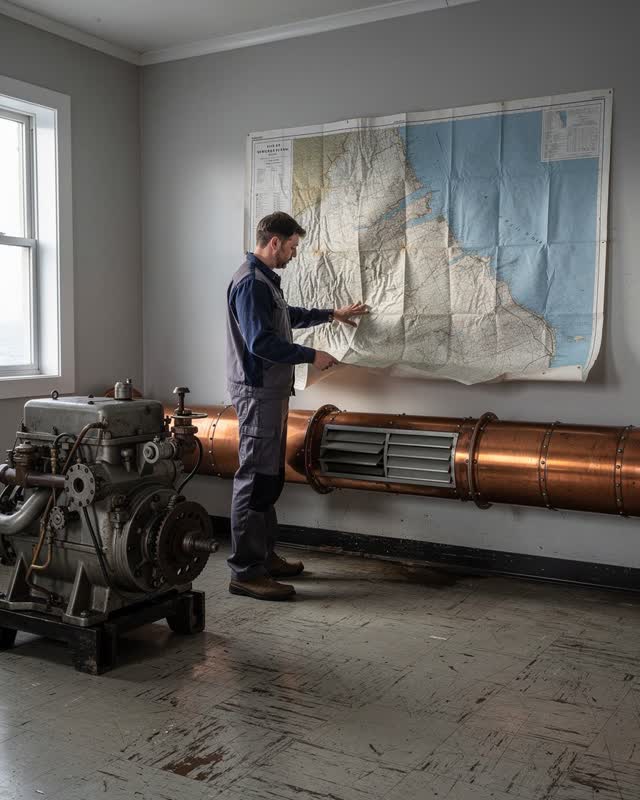 I dream of a coastal survey room where the useful waste heat from one compact mechanical test engine passes through a ri