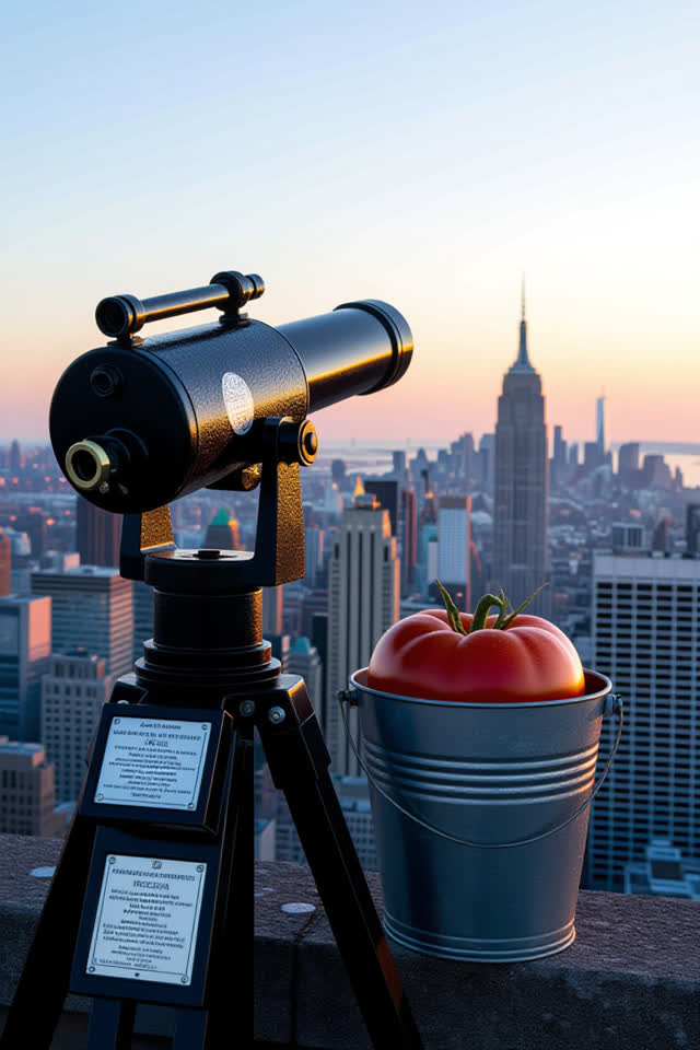 I dream of a faded coin-operated rooftop telescope that has quietly turned its back on a glittering city skyline. Its le