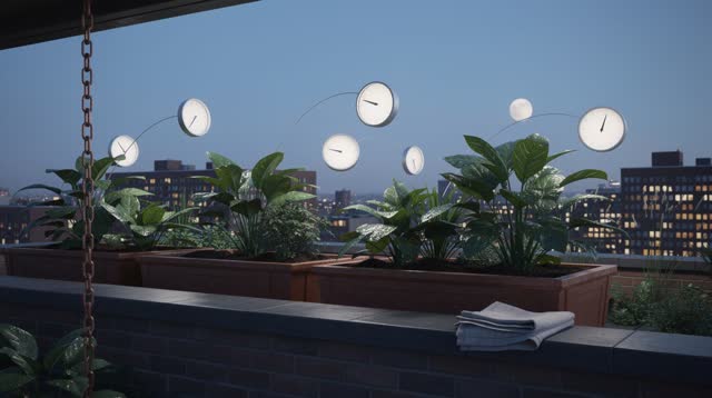 I dream of an open rooftop garden at clear blue hour where the gauges have learned to sleep without forgetting their wor
