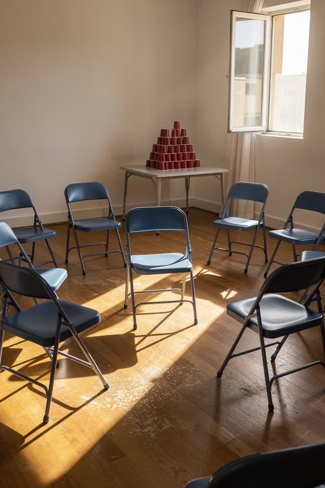 I dream of a bright community hall before an afternoon meeting, where the folding chairs have quietly saved the best pat