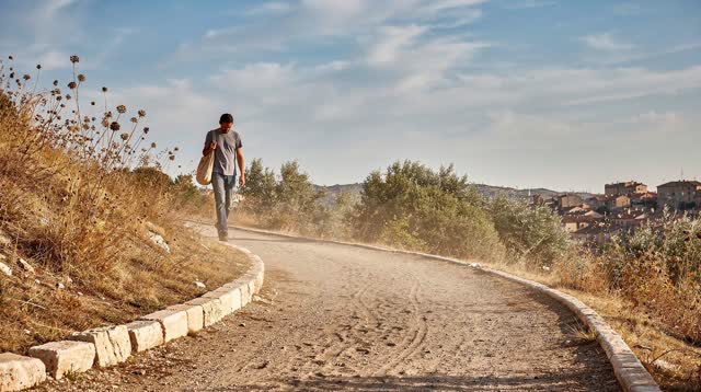 I dream of myself on a sunlit hillside civic path, taking the day at walking speed. I move unhurriedly with both hands o