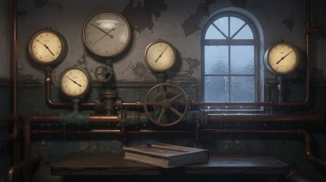 I dream of an old hilltop water station at dawn where the gauges close their eyes without abandoning their work. Round a