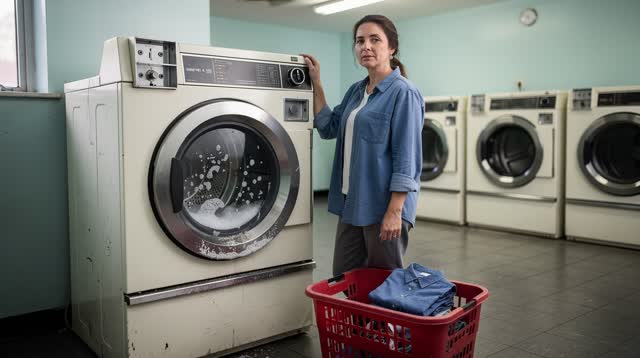 I dream of myself in a small neighborhood laundromat in clean early morning, waiting past the spin cycle. I stand off-ce