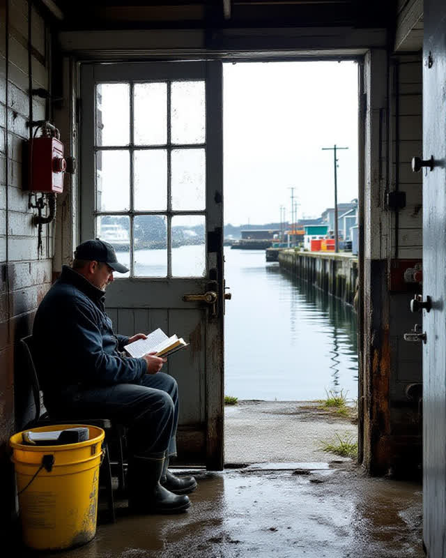I dream of a small harbor pump house after rain, where the tide room waits between readings. A harbor worker with a read