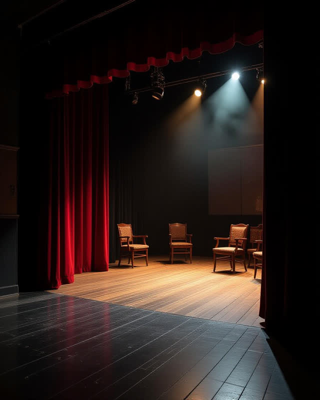 I dream of a small community theater backstage in late afternoon where the room learns its cues without grinding through