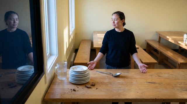 I dream of myself in a community dining room after a busy breakfast service, standing where the room has finally exhaled