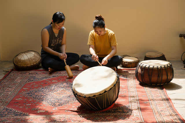 I dream of a small community music room where a hand drum is being given its voice back before anyone arrives. Two adult