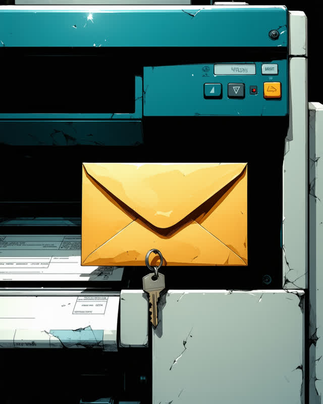 I dream of a small institutional mailroom after hours where one envelope keeps the machine awake. A sorter pauses before