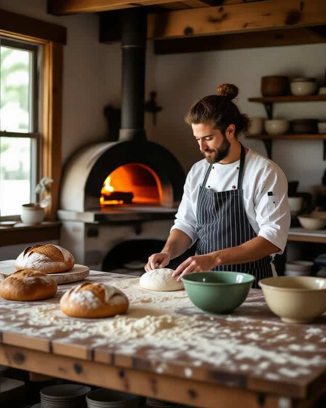 I dream of a small neighborhood bakery where the wood-fired oven learned to bake bread and fire clay in the same morning