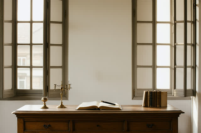 I dream of a small community archive room in late afternoon where the desk remembers the hand that used it. One person s