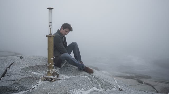 I dream of myself resting on a coastal granite outcrop in dissolved morning fog, my back against a single brass tide gau