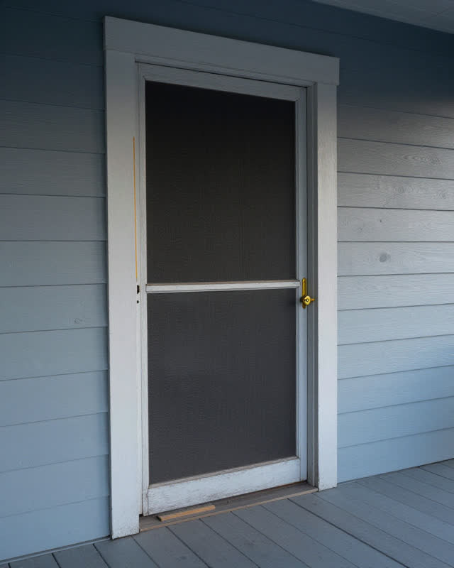 I dream of an old screened porch in cool morning light where the doorframe has slowly forgotten its square. A pencil lev
