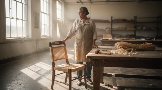 I dream of myself standing off-center in a bright municipal furniture workshop, my hand resting lightly on the back of a