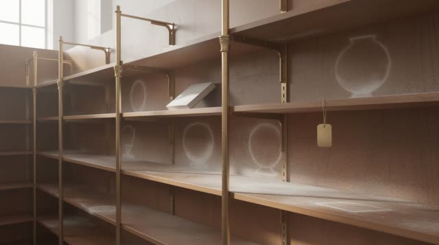 I dream of a bright museum storage room where the wooden shelves have kept perfect dust silhouettes of the objects that