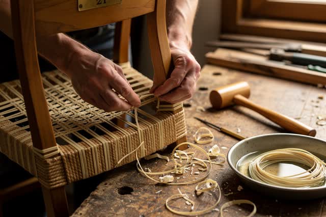 I dream of two hands rewoven a worn cane seat in a municipal furniture workshop, the fingers threading pale soaked cane