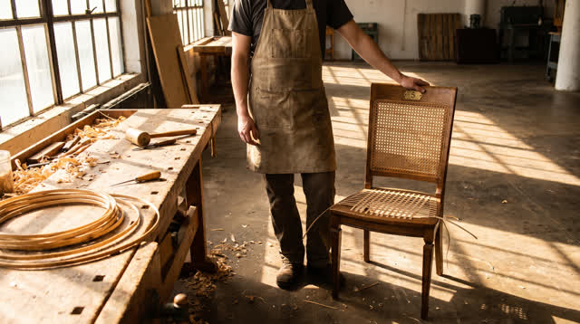 I dream of myself standing off-center in a bright municipal furniture workshop, my hand resting lightly on the back of a